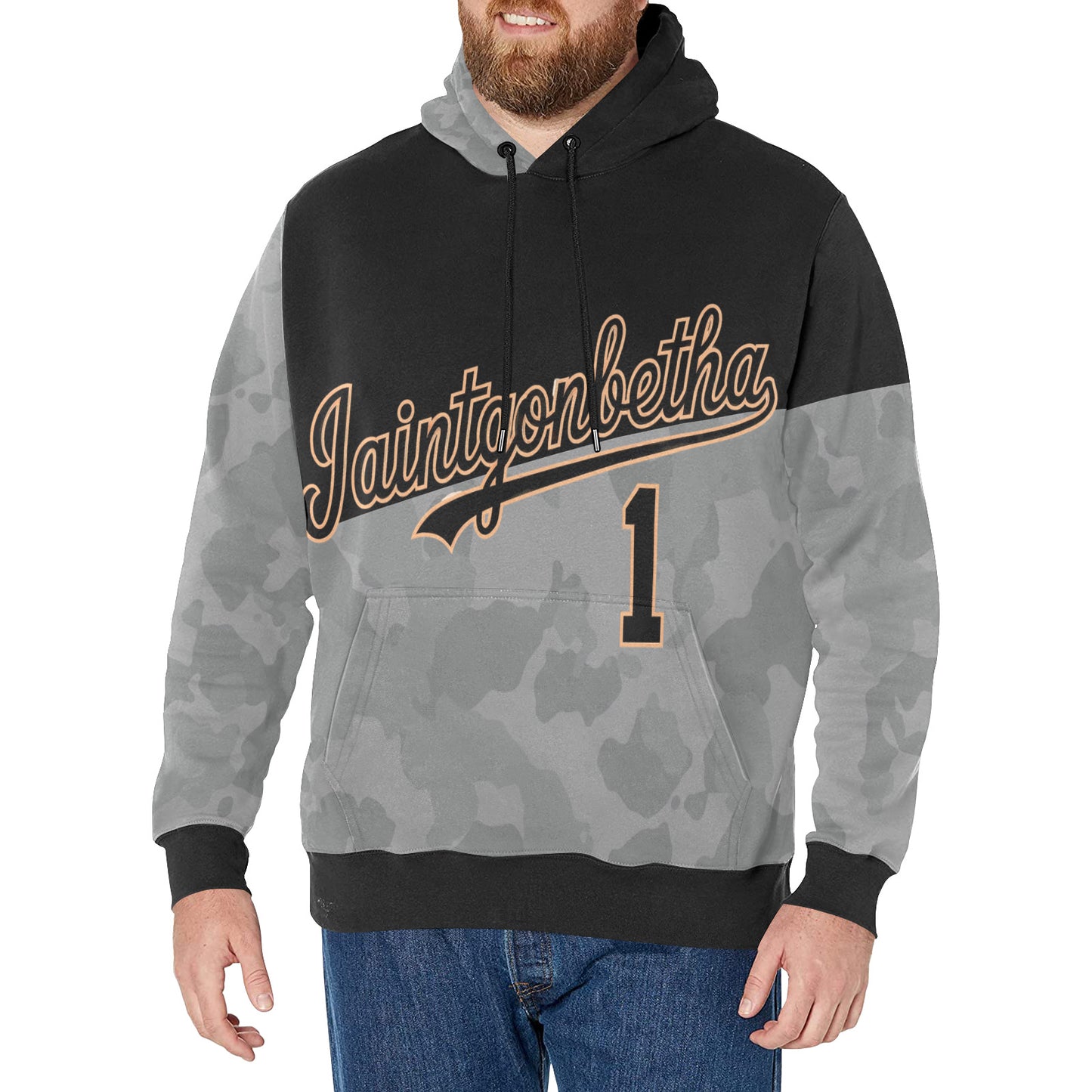 T.R.I.P Tha1 Men's Long Sleeve Leopard Print Fleece Hoodie