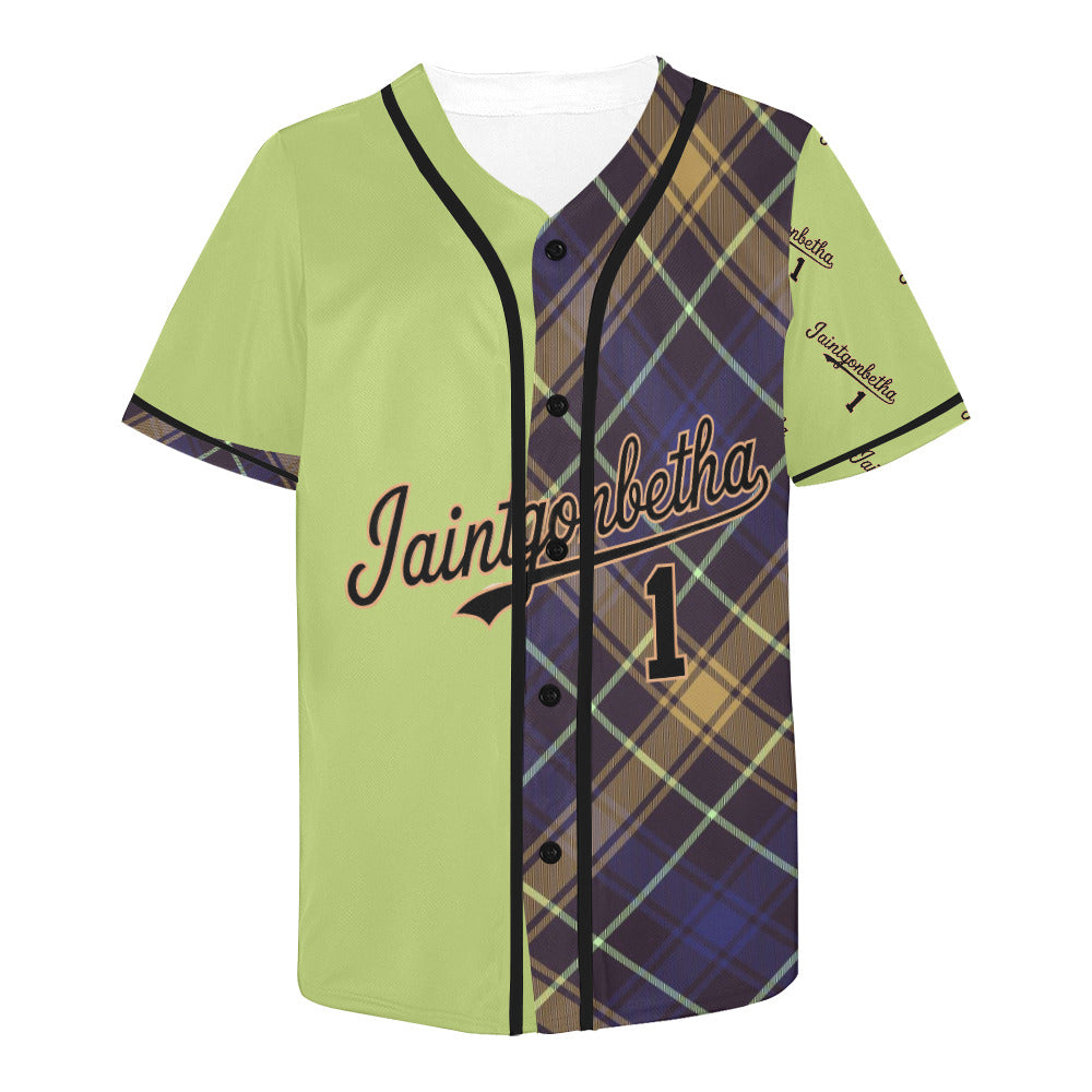 T.R.I.P. Tha1 Men's Plaid Print Baseball Jersey
