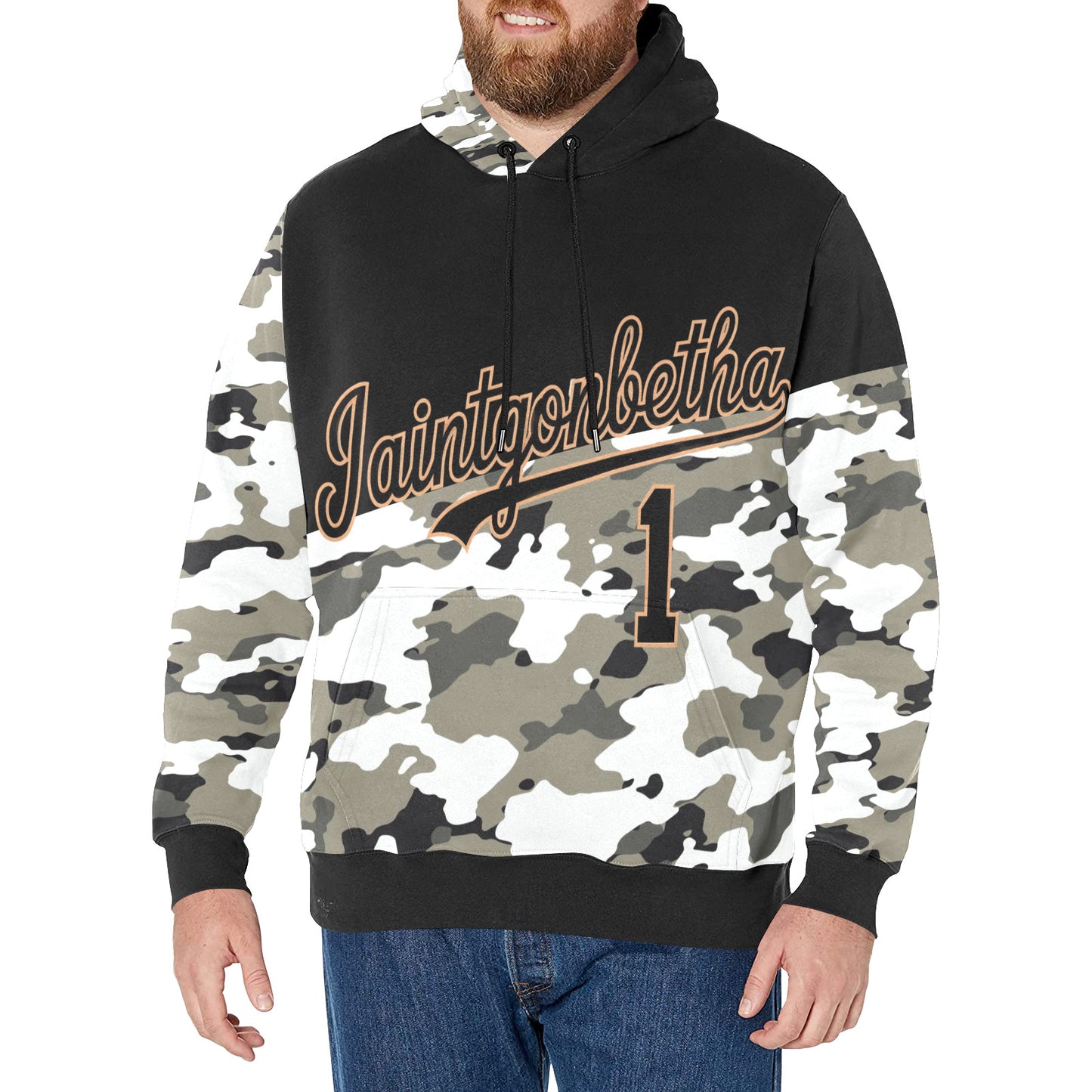 T.R.I.P Tha1 Men's Long Sleeve Leopard Print Fleece Hoodie