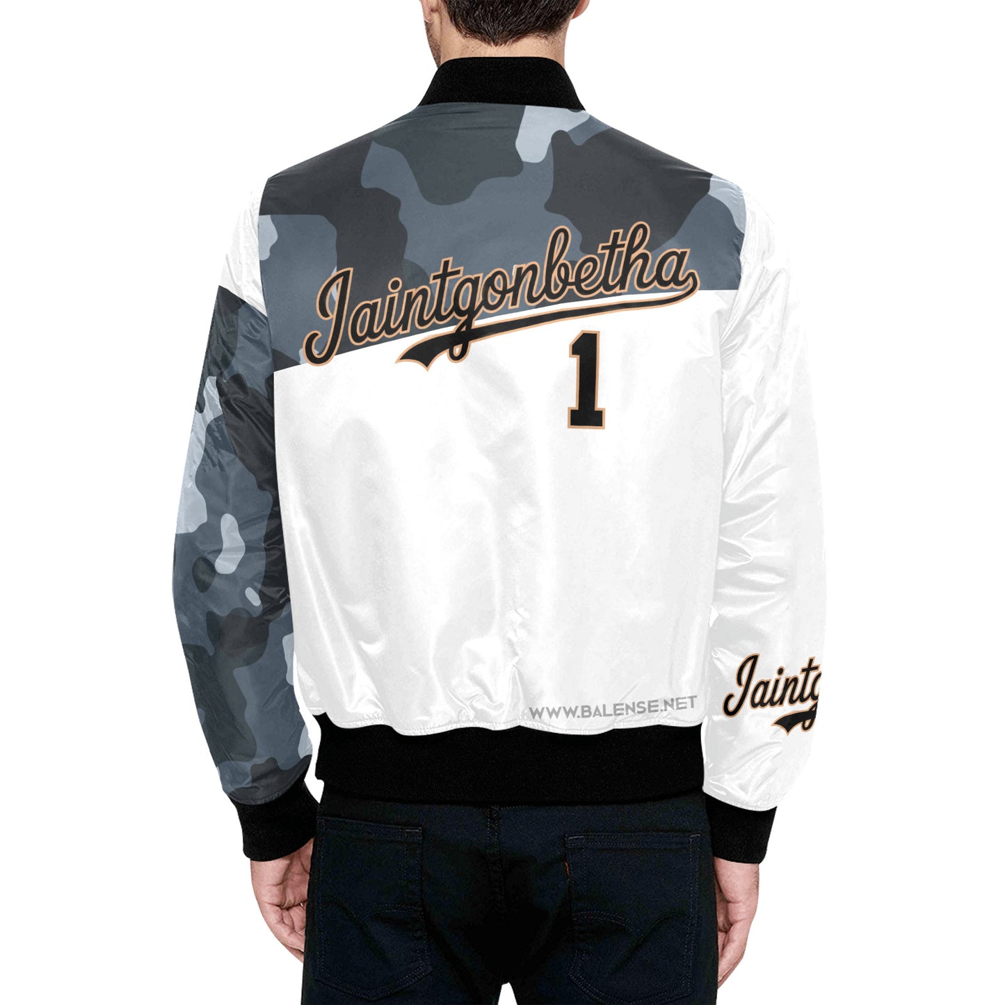 T.R.I.P. Tha1 Print Quilted Bomber Jacket