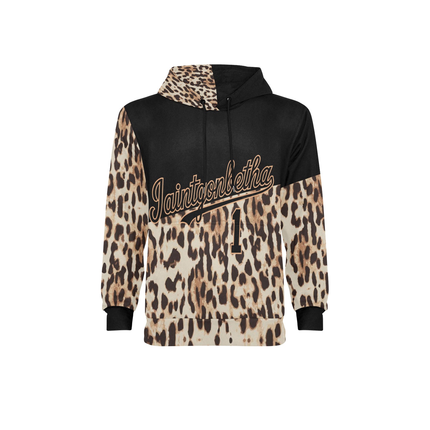 T.R.I.P Tha1 Men's Long Sleeve Leopard Print Fleece Hoodie