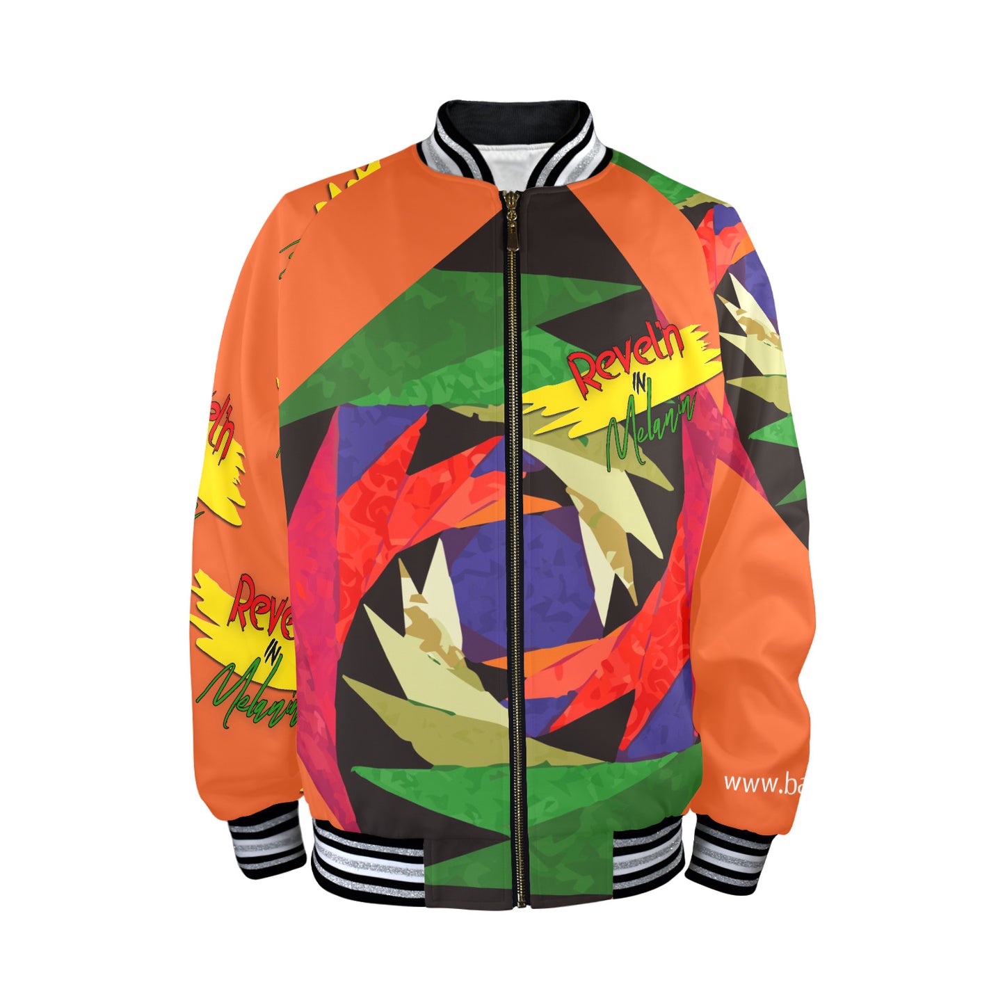 Revel'n in Melanin Men's Striped Trim Bomber Jacket
