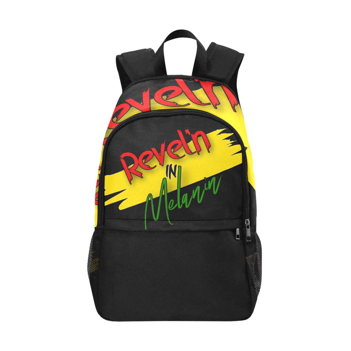 Revel’n in Melanin Fabric Backpack with Side Mesh Pockets