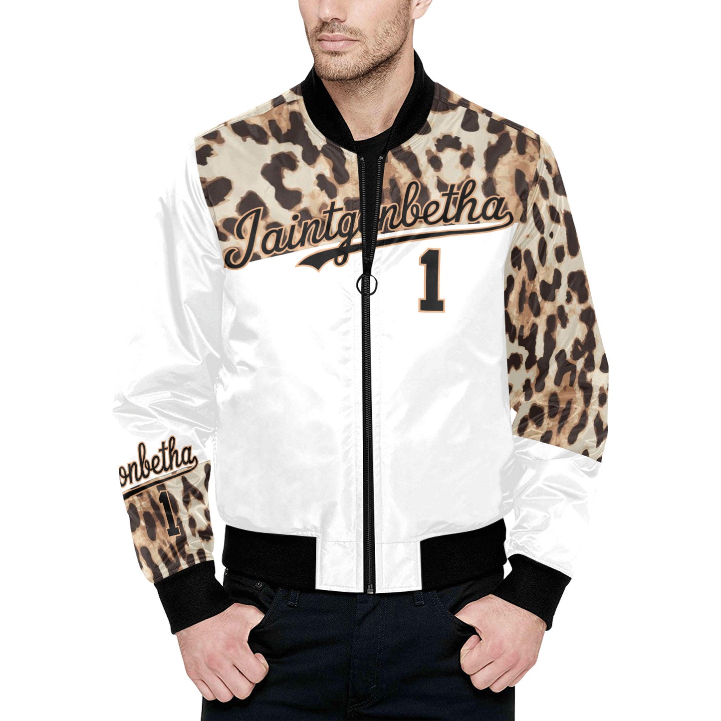 T.R.I.P. Tha1 Print Quilted Bomber Jacket