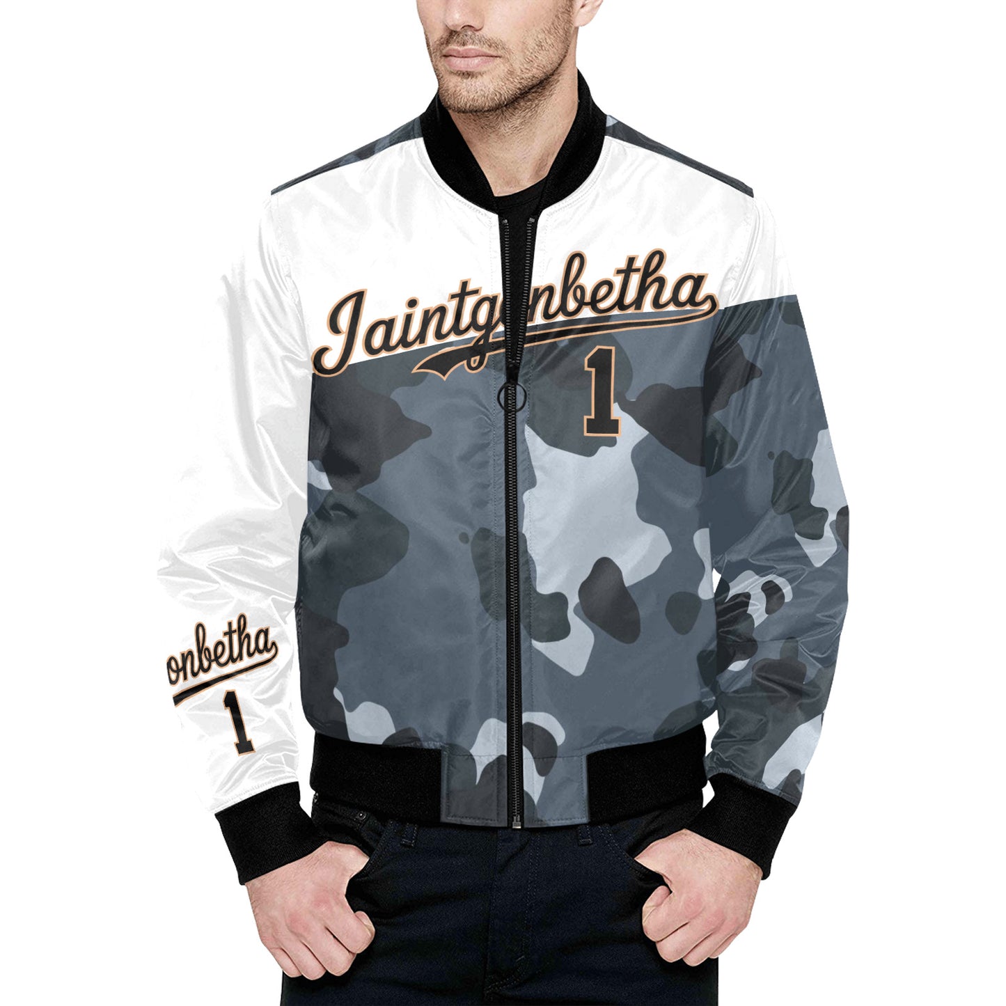 T.R.I.P. Tha1 Print Quilted Bomber Jacket