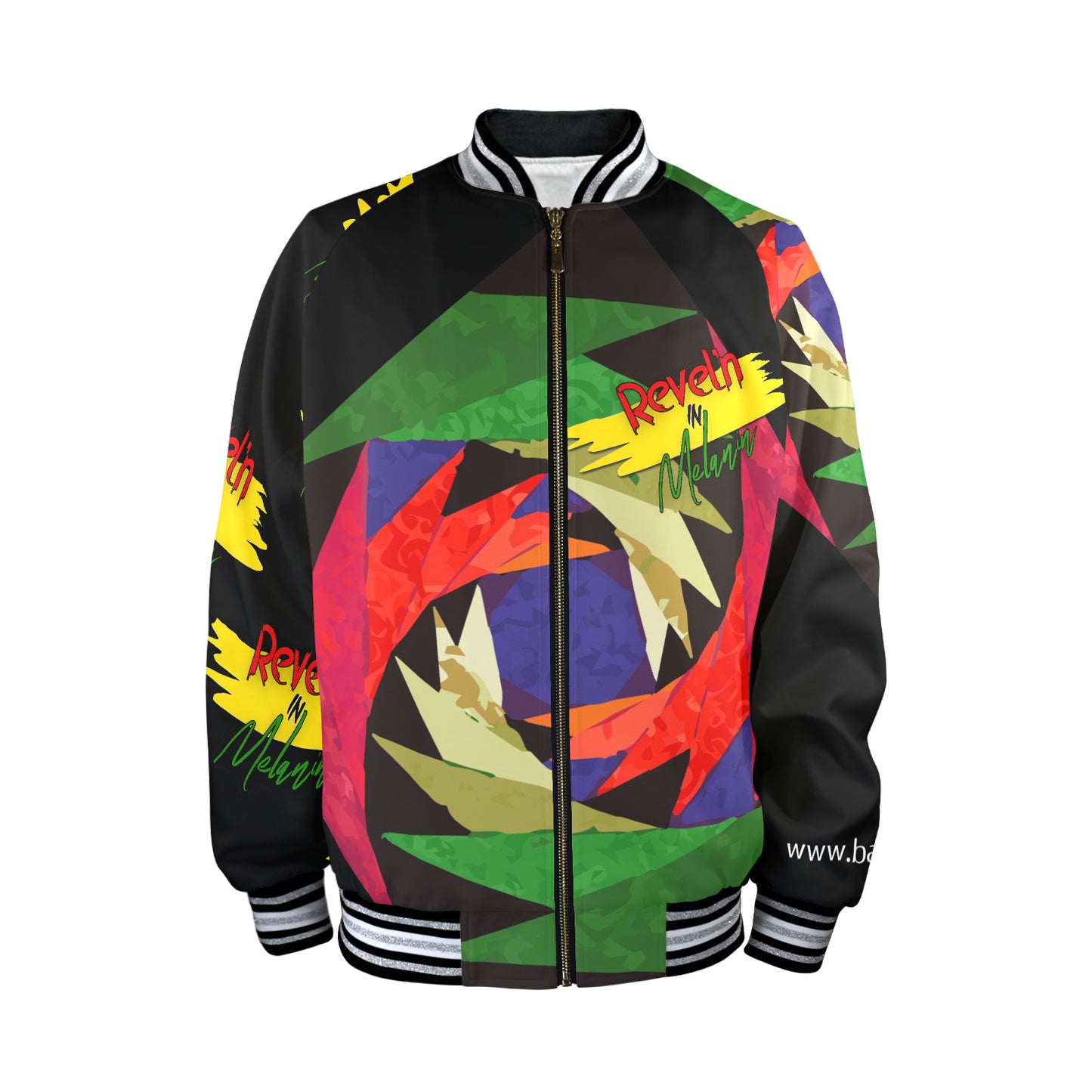 Revel'n in Melanin Men's Striped Trim Bomber Jacket