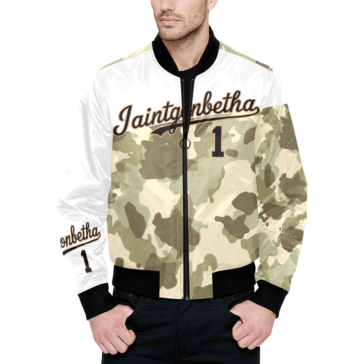 T.R.I.P. Tha1 Print Quilted Bomber Jacket
